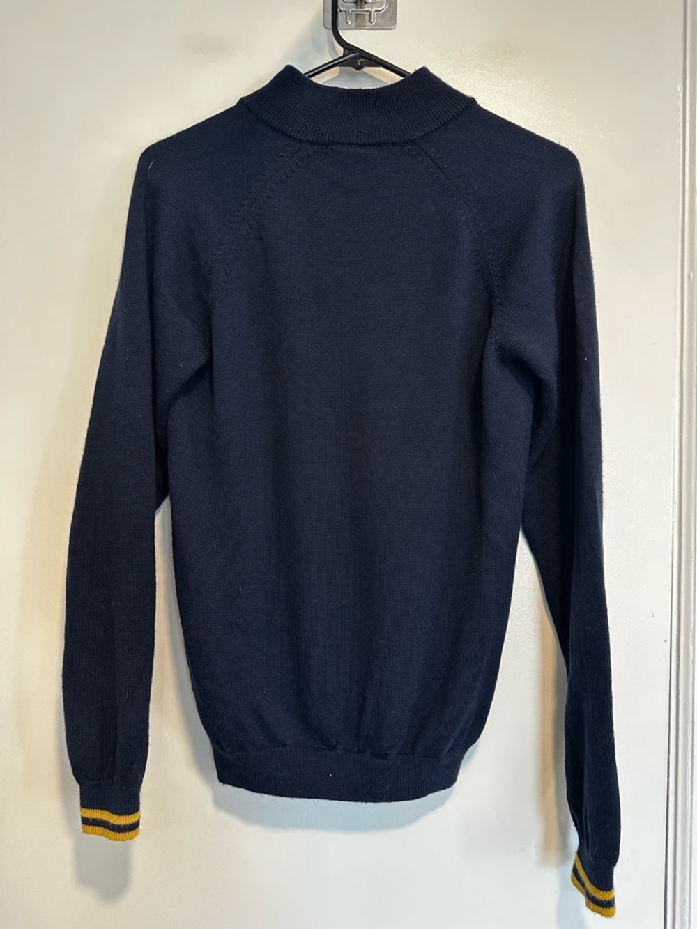 Brooks Brothers Navy V-Neck Sweater with Yellow Trim - Picture 2 of 10